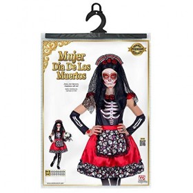 "MUJER DIA DE LOS MUERTOS" dress, arm warmers, headpiece with veil - 164 cm / 14-16 Years 