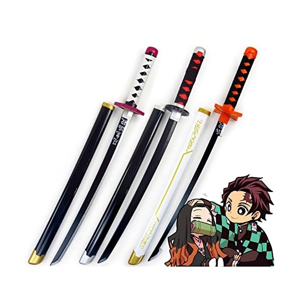 YAO TIAN Slayer Wood Sword 104Cm / 41In Anime Ninja Cos Bamboo Sword Kamado Tanjirou Weapon, For Kid Play, Slayer Blade Cospl