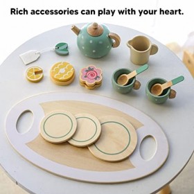 Vikye Service à thé pour Filles Pretend Play Tea Party Set Théière Plats Dessert Simulation Tasse à thé Jouet pour Tout-Petit