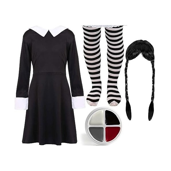 I LOVE FANCY DRESS LTD Déguisement Gothique dHalloween pour Fille - 10-12 Annes - Robe, perruque, maquillage et collants - C