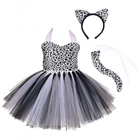 OBEEII Costume pour bébé fille - Tigre/léopard/vache/zèbre/girafe - Costume avec serre-tête - Queue - Costume pour Halloween,