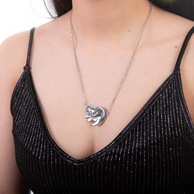 Disney Couture Kingdom Collier avec pendentif Simba en plaqué or blanc