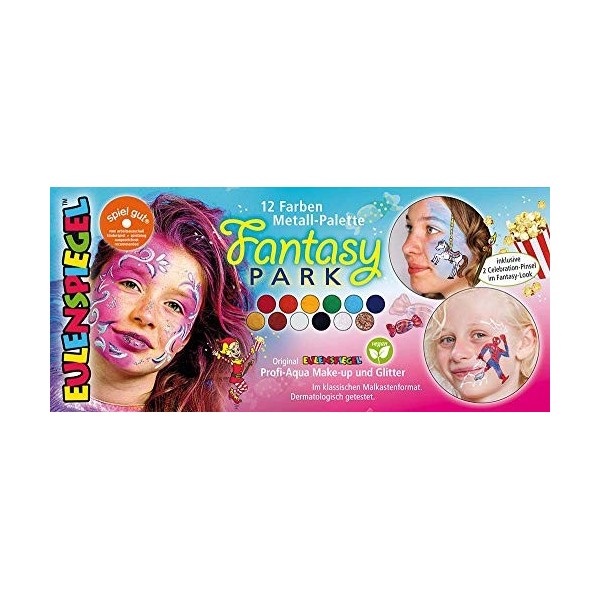 Eulenspiegel- Metall 212257 – Palette Fantasy Park, Vegan, kit, Maquillage pour Enfants, Carnaval, Unisexe-Adulte, 10210105, 