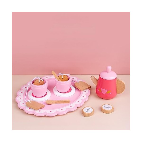 Katutude Accessoires de Cuisine en Bois pour Enfants, Services à Thé en Bois Bébé, Jeu de Simulation pour Filles Dînette Enfa