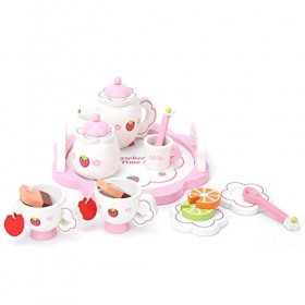 Jouet en bois pour simulation de rôle, simulation de cuisine, vaisselle, accessoire de jeu éducatif rose 