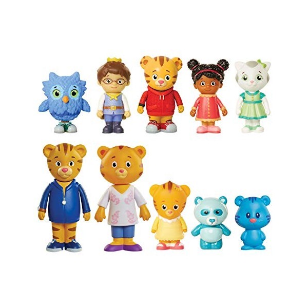 Lot de 10 figurines de Daniel Tigers Neighborhood Friends & Family - Comprend : Daniel, amis, papa et maman Tiger, Tigey et 