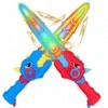Lot de 2 épées de Jouet de Dinosaure pour Enfants 3 4 5 6 épées Lumineuses à LED avec Son Clignotant et Accessoires de Costum