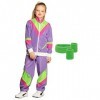 Boland - Kit dentraînement pour enfants, violet-vert, survêtement années 80 et set de 3 bandes à transpirer, Bad Taste, dégu