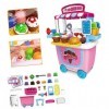 Toyvian Chariot Maquillage Kit Crème Glacée Jouet Wagon Poussette pour Enfants Jeu De Rôle Gâteau Chariot Anniversaire Chario