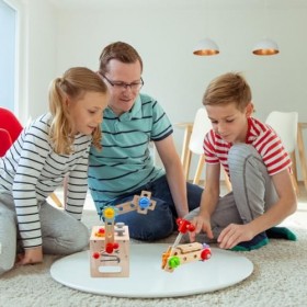 Caisse a Outil Enfant en Bois, 24 Pièces Établi Enfant, DIY Boite a Outils Enfant, Jouets Montessori enfants, Puzzle Jouet en