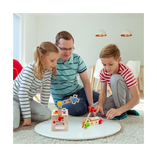 Caisse a Outil Enfant en Bois, 24 Pièces Établi Enfant, DIY Boite a Outils Enfant, Jouets Montessori enfants, Puzzle Jouet en