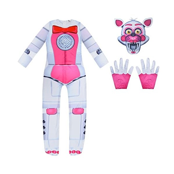 Tongyundacheng Costume FNAF pour enfants Bonnie Foxy Fazbear Cosplay Jumpsuit, Security Breach FNAF Personnage du jeu Costume