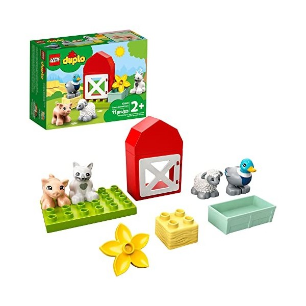 LEGO DUPLO Town Farm Animal Care 10949 Imaginative Build-and-Play Toy for Toddlers. Buildable Farm Playset with 4 Animal Figu