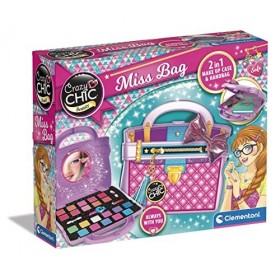 Clementoni- Crazy Chic-Sac de Miss-Make Up, Coffret Fille 6 Ans, Enfant, Trousse Maquillage Jouet Lavable, Loisirs Créatifs, 