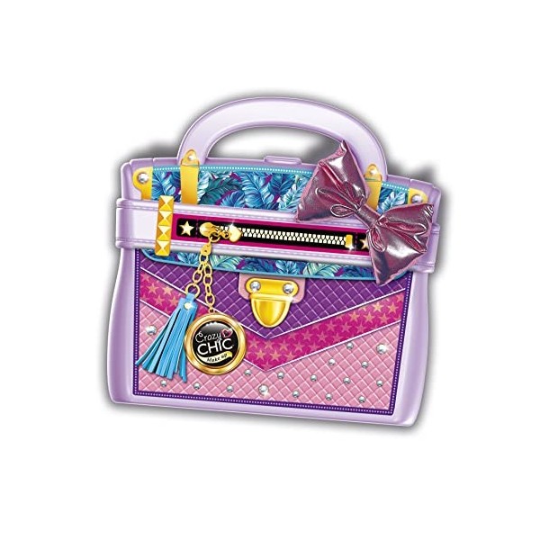 Clementoni- Crazy Chic-Sac de Miss-Make Up, Coffret Fille 6 Ans, Enfant, Trousse Maquillage Jouet Lavable, Loisirs Créatifs, 