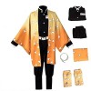 ZGMJ Costume de tueur de démons Agatsuma zenitsu – Ensemble de 6 pièces – Kimono danime – Tenue dHalloween pour enfants et 