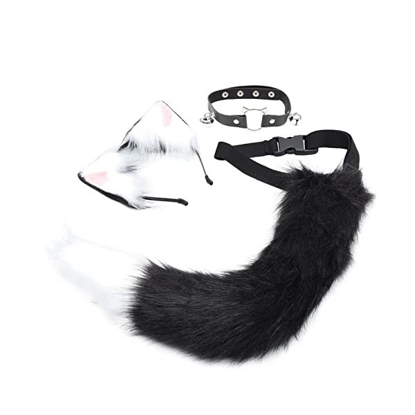 1 Jeu Ensemble Bandeau Oreille Loup Casque Oreilles De Loup Renard Chat Oreilles Anime Cosplay Animal Collier En Cuir Pu Imit