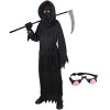 Costume de cosplay pour enfant Scream Death avec lunettes lumineuses pour Halloween, faucheuse, costumes, terreur, yeux lumin