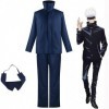 Jiumaocleu Jujutsu Kaisen Cosplay Costume Gojo Satoru Role Play Uniform Outfits Suits Top + Pants + Eye Mask, Halloween Carni