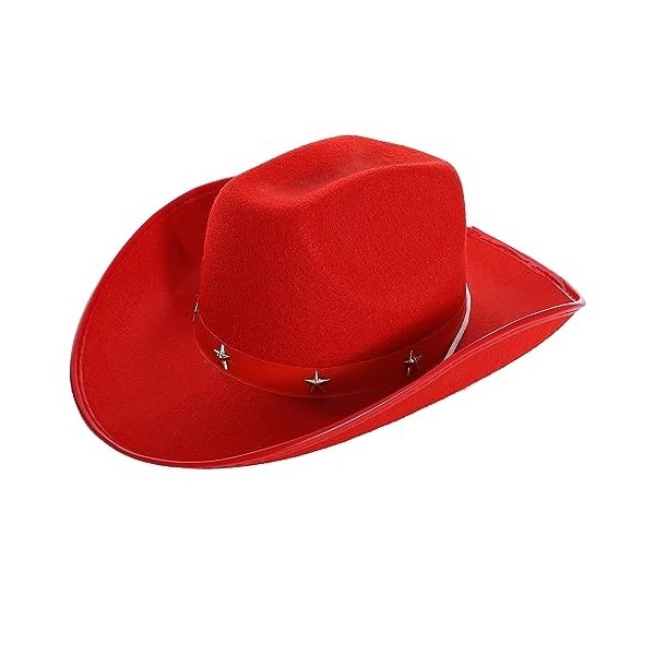 Chapeaux de cowboy rouges – Lot de 6 – Chapeau de cowboy en feutre clouté en forme détoile