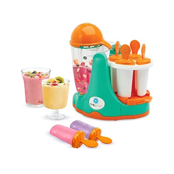 ChillFactor Fruit Factory Véritable machine à smoothie 3 en 1 pour enfants avec mélangeur sans danger pour les enfants et mou