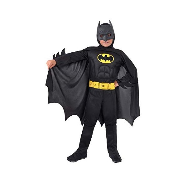 Ciao 11671.3-4 Batman Dark Knight Costume original DC Comics Taille 3-4 ans avec muscles pectoraux rembourrés, couleur