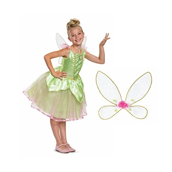 Disney Officiel Deluxe Deguisement Fée Clochette avec Ailes de Fée Enfant, Deguisement Fee Fille, Déguisement Papillon Peter 