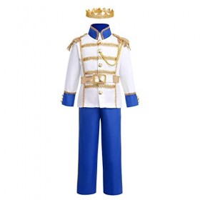 IBAKOM Enfants Garçons Déguisement Prince Prince Roi Costume Médiéval Royal Halloween Cosplay Tenues Chemise Pantalon Couronn