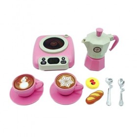 Greabuy PlaySet pour Petites Filles Modèle Musical Dessert Cafetière Semblant Jouet Jeu Rôle Jouet Simulation Après-midi Café