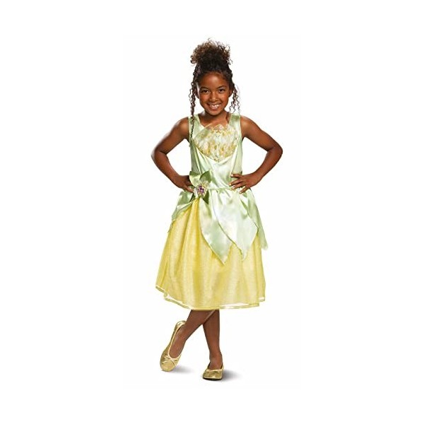 Disney Officiel Deluxe Princesse Tiana Déguisement, Déguisement Princesse Fille en taille M