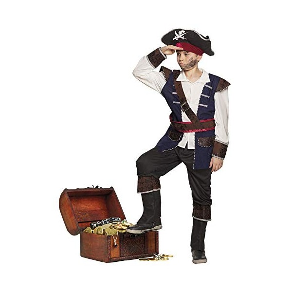 Boland - Costume de pirate Vince, tête de mort, pirate de mer, corsaire, médiévale, carnaval, fête à thème, déguisement, théâ