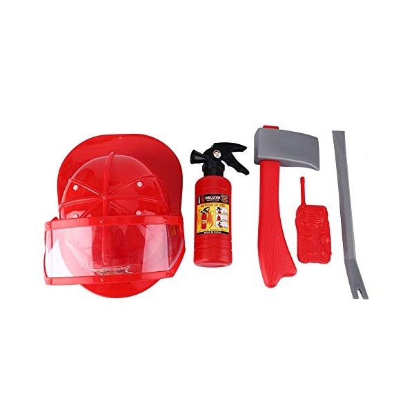 Casque Jouets, 5 pièces Enfants Pompier Pompier Cosplay Jouets Kit, ABS Amusant dans Le Jeu Jouets pour Enfants, Jouet éducat