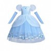 IWEMEK Costume de princesse Cendrillon pour fille + accessoires Ensemble cosplay, Halloween, carnaval, Noël, anniversaire, co