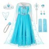 Pollen Elsa Costume de princesse pour fille - Robe de princesse Elsa - 8 pièces - Avec couronne, diadème, gants, baguette mag