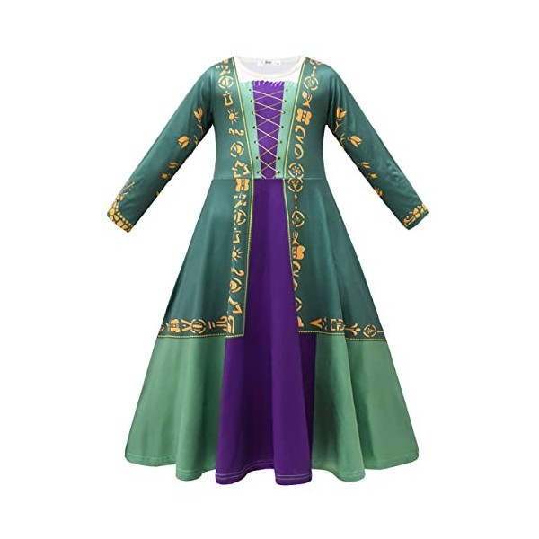 IBTOM CASTLE Costume dHalloween pour fille - Robe de sorcière Winifred Sanderson - Robe de sorcière à manches longues - Pour
