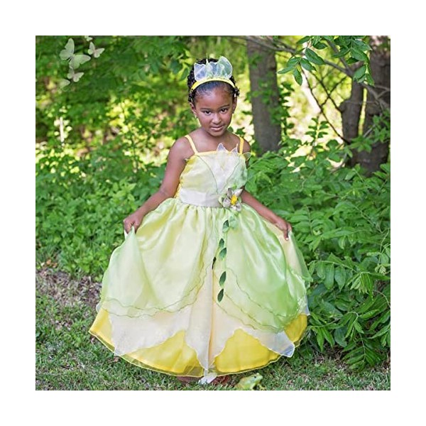 IMEKIS Robe Tiana pour Filles Déguisement Princesse Grenouille Fantaisie Halloween Carnaval Cosplay Shabiller avec Accessoir