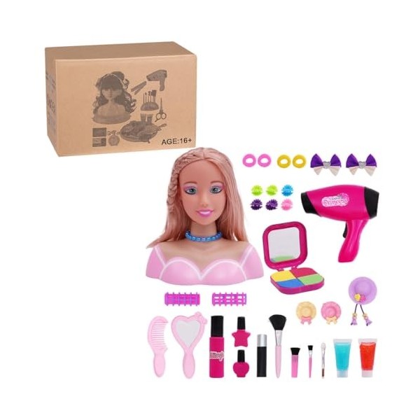 UNOR Kit de jeu pour fille - Demi-action - Accessoire de maquillage pour cheveux - Avec sèche-cheveux - Cadeaux de Noël créat