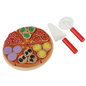 AYNEFY Ensemble de Jouets de Pizza en Bois, Jeu de Rôle Veg Pizza Food DIY Toys Set, Jouets éducatifs pour Faire Semblant de 