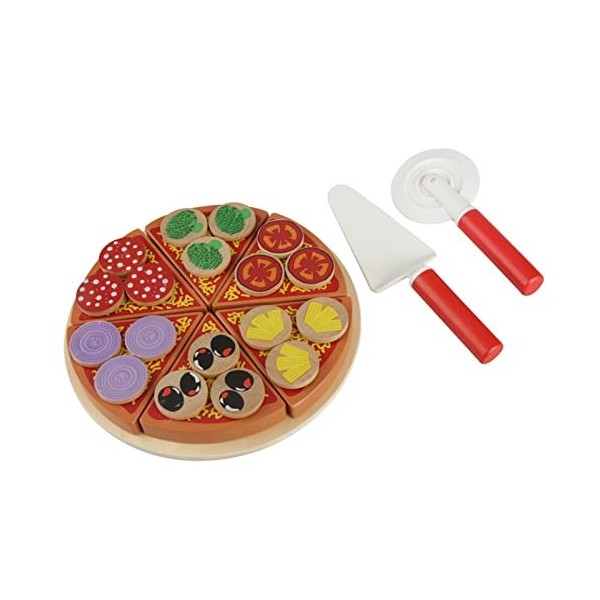 AYNEFY Ensemble de Jouets de Pizza en Bois, Jeu de Rôle Veg Pizza Food DIY Toys Set, Jouets éducatifs pour Faire Semblant de 