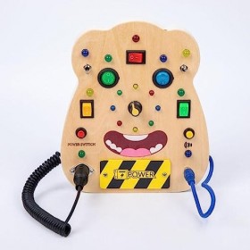 Oshhni Panneau sensoriel en Bois Interrupteur à Bouton LED Panneau sensoriel en Bois Jouets de Voyage Jeu de cognition dévelo