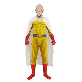 Jilijia Saitama Cosplay Costume One Punch Man Costume Full Set, Adults Kids Jumpsuits Halloween Role Play Anime Bodysuits Out