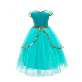 B&M Déguisement Robe de Aladdin Princesse Jasmine pour Enfants Filles - Cosplay Costume De Carnaval dhalloween 7-8 ans