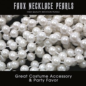 Skeleteen Lot de 12 colliers de perles synthétiques blanches, taille unique, Plastique