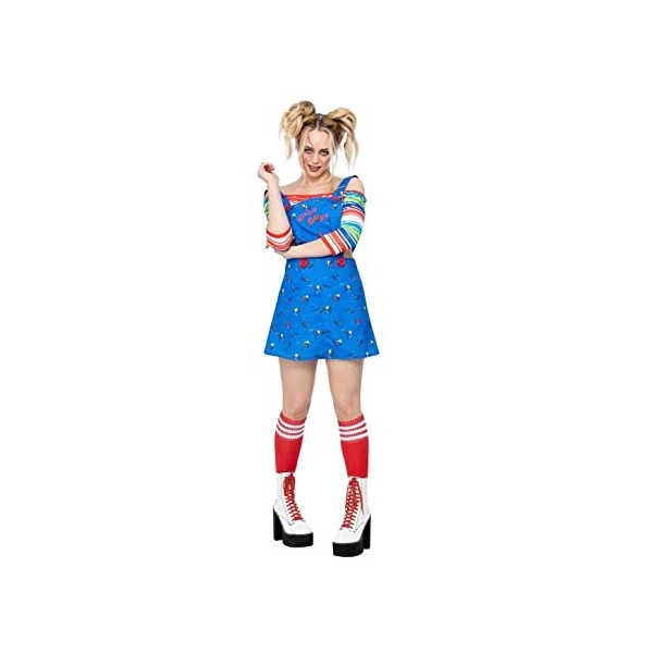 Smiffys 51613L Costume Chucky sous licence officielle pour femme, multicolore, taille L 44-46