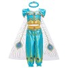 FYMNSI Costume de jasmin pour fille Aladdin Princesse Carnaval Cosplay Noël Halloween Party Déguisement enfants Bleu Paillett