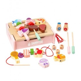 Perfeclan Jouets de Barbecue en Bois pour Enfants, Ensemble de Jouets de Cuisine, Apprentissage des compétences, Jeu de rôle,