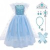 Reine des Neiges Elsa Costume pour fille et enfant Robe en tulle avec accessoires Princesse des Neiges Déguisement Carnaval N