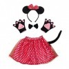 Lovelegis Set Costume de Mickey Minnie - pour fille - Tutù - Serre-tête - gants - queue - Déguisement Accessoires Carnaval Ha