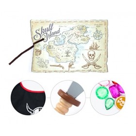 UMU® Set de Jeu Pirate en Bois pour Enfants avec Costume de Pirate incl. Cape, Bandeau, Perroquet, Coffre au Trésor, etc., Je
