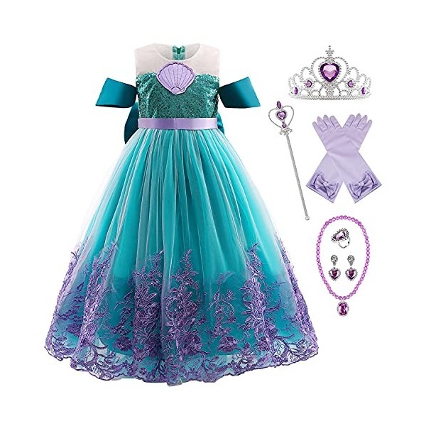 YOSICIL Fille Robe de Princesse Costume Fête Enfants DéguisementsDentelle Brodée Fêtes d’anniversaire Jeu de rôle Mariage d’H